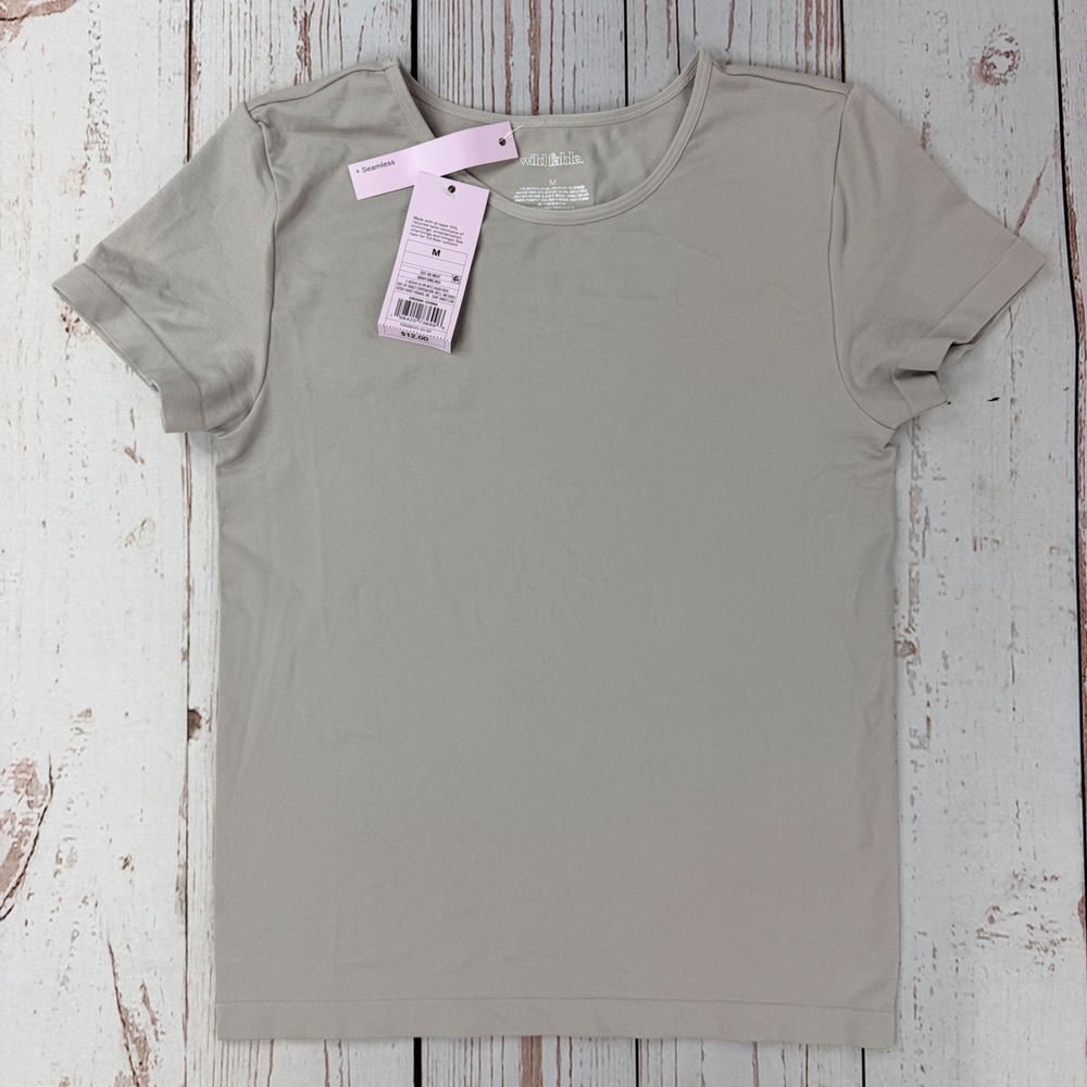 Wild Fable Womens Seamless Short Sleeve Crew Neck T-Shirt Gray Size M 331008837